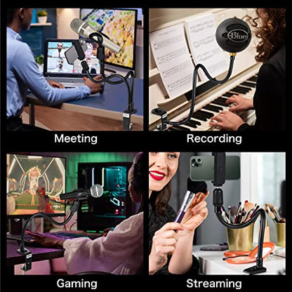 Desktop Mic Stand 13" Flexible Gooseneck Microphone Stand Desk Universal Microphone/Phone Stand Holder with Heavy Duty Desk Clamp, Mic Clip, 3/8" to 5/8" Screw Adapter for Universal Mic - size: 13INCHS