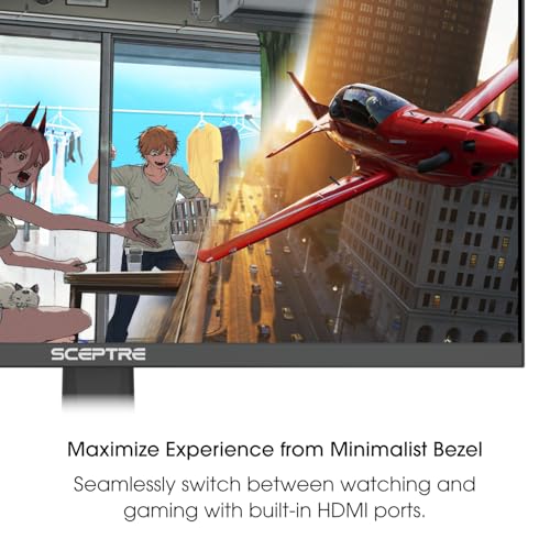 Sceptre New 22-Inch Gaming Monitor, FHD 1080p, Up to 144Hz, HDMI, DisplayPort, Built-in Speakers, Machine Black (E225W-FW144 Series, 2026) - size: 22