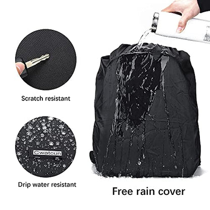 Cwatcun Camera Backpack with USB,Rain Cover,fit 15.6" Laptop,Anti-Theft Rear Open Camera Bag,Waterproof Camera Case with Tripod Straps for Canon Nikon Sony DSLR SLR Photography Bag Unisex(III-L-Black) - color: Black, size: 3.0 Large