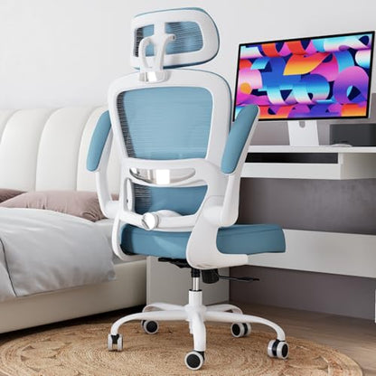 TRALT Office Chair Ergonomic Desk Chair, 330 LBS Home Mesh Office Desk Chairs with Wheels, Comfortable Gaming Chairs (1, Sky Blue) - color: Sky Blue