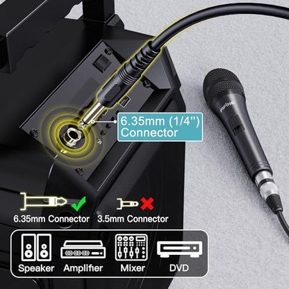 FIFINE Karaoke Microphone, Dynamic Vocal Microphone for Speaker, 6.35MM Wired Handheld Mic with On and Off Switch and 14.8ft Detachable Cable-K6