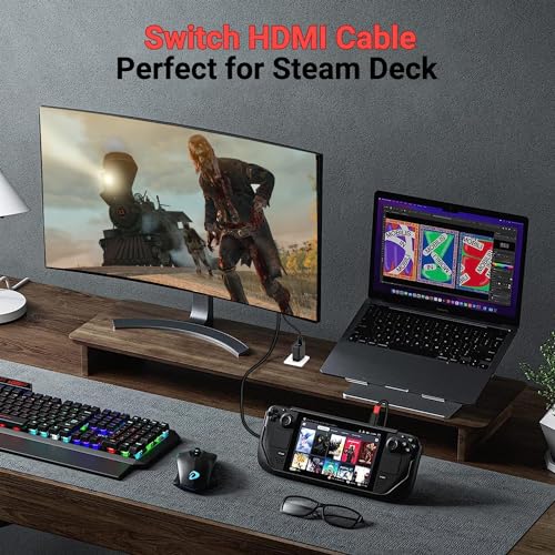 USB C to HDMI Adapter Cable for Nintendo Switch Dock,6FT/1.8M Switch Docking Station for TV with 4K Switch Dock HDMI Cable, 100W Switch Charging Dock- Black with Red, Not for Switch 2