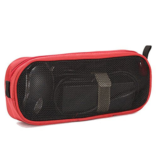 Universal Electronics Accessories Travel Organizer - Zipper Mesh Adapter Case for Laptop, Notebook, Tablet, Power, Mouse, Cord, USB Accessories - Red