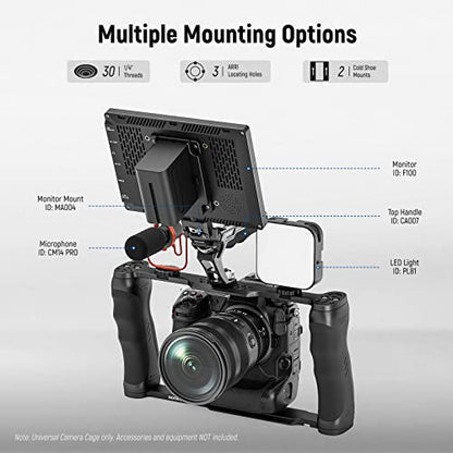 NEEWER Video Camera Cage Rig with Arca Type Base/Dual Grips/Expansion Holes/15mm Rods, Universal Stabilizer Compatible with Sony Canon Nikon DSLR/DSLM, Compatible with SmallRig Accessories, CA016 - style: CA016