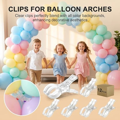 3.5 Inch Clear Plastic Spring Clamps 12 Pack, Multifunctional Large Balloon Arch Clips, Practical Accessories for Backdrop Decor, Pool Towel, DIY Crafts & Photography Studio Supplies