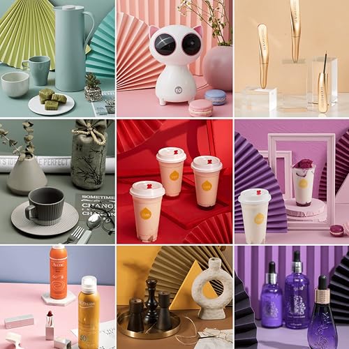 24 Colors Small Product Backdrops Photography Background Paper with Stand 12PCS 34x17inch Flat Lay Backdrop for Cosmetics Jewelry Products and Food - color: 24 Colors Red Yellow Purple