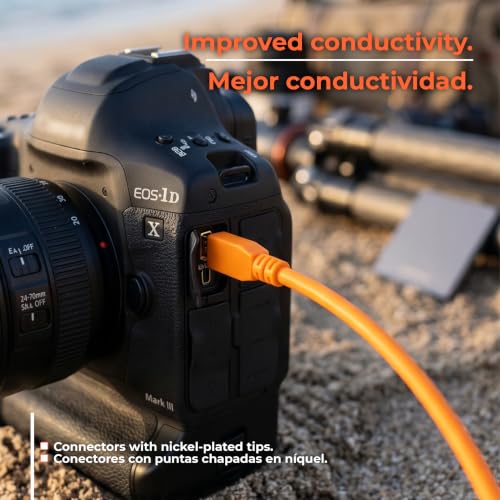Tether Tools TetherPro USB 2.0 to Mini-B 5-Pin Cable | for Fast Transfer and Connection Between Camera and Computer | High Visibility Orange | 15 Feet (4.6 m) - color: Orange