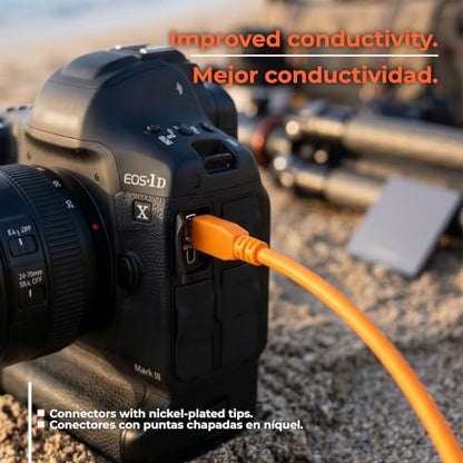 Tether Tools TetherPro USB 2.0 to Mini-B 5-Pin Cable | for Fast Transfer and Connection Between Camera and Computer | High Visibility Orange | 15 Feet (4.6 m) - color: Orange
