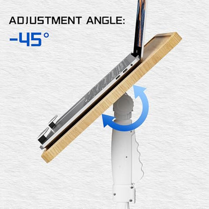 ETHU Laptop Floor Stand Adjustable Height, One-Hand Adjustment Projector Stand Tripod with Safety Lock, Heavy Duty Laptop Stand for Home Office Studio - color: Oak & White