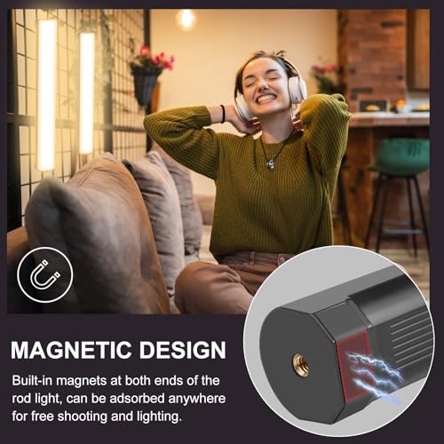 114 LEDs RGB Video Light Wand, Magnetic Handheld Magnetic Tube Light 2500K-9000K CCT & 20 Scene Modes with 3000mAh Battery, 95+ CRI, 120° Beam Angle for Photography YouTube TikTok Vlog - size: 11.8 inch