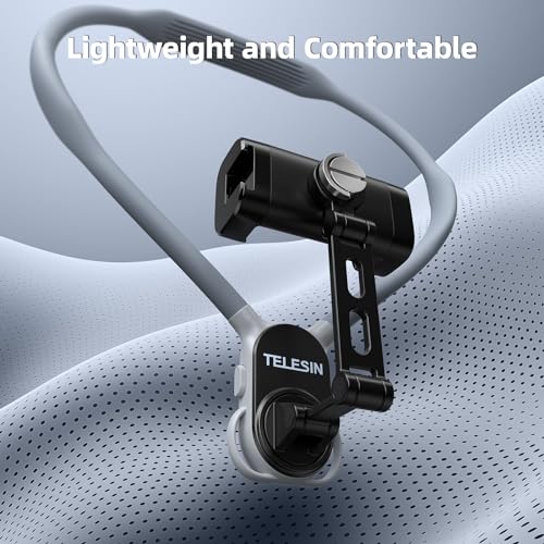 TELESIN Neck Phone Holder POV/Vlog Neck Mount for Phones with Phone Clip | Hands Free Phone Neck Holder w Chest Strap Neck Selfie Mount Video Recording for iPhone Samsung Google Pixel and All Phones