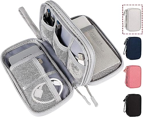 CAOODKDK Electronic Organizer Bag, Waterproof Portable Electronic Organizer Travel Accessories Cable Bag Universal Cord Storage Case for CableCord Storage Double Layer - Gray, Large - color: Double Layer - Gray