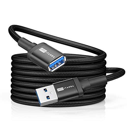ITD ITANDA 6FT USB Extension Cable USB 3.0 Extension Cord Type A Male to Female 5Gbps Data Transfer for Keyboard, Mouse, PlayStation, Xbox, Flash Drive, Printer, Camera and More, Black - color: Black, size: 6 FT