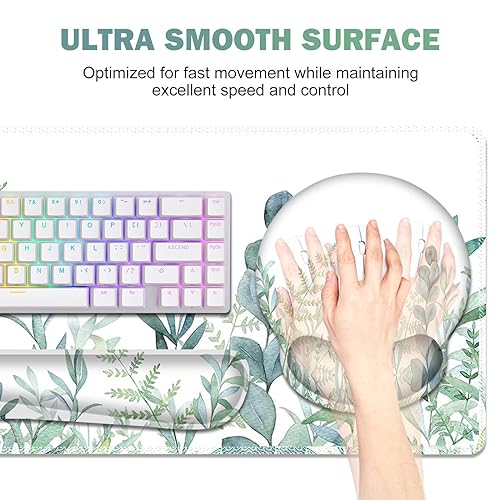 ToLuLu Desk Mat, XXL Large Mouse Pad Wrist Support Set，4 in1 Gaming Mousepad Desk Pad+ Ergonomic Mouse Pad with Wrist Rest + Keyboard Wrist Rest+Coaster for Home Office Computer Table, Green Grass - color: Green Grass