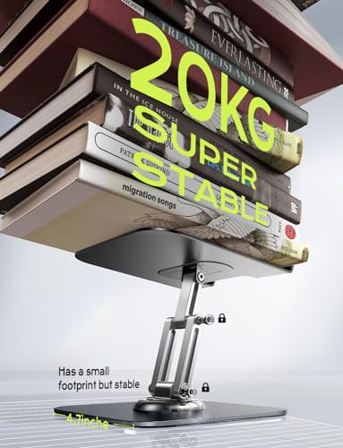 LISEN for iPad Stand Holder [All-Metal Foldable] Adjustable Tablet Stand for Desk, 2026 iPad Accessories Rotating Display Stand Office Men Gifts Kindle Tablet PS Switch iPhone 11"-4.7" - color: Black