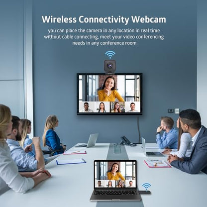 TOALLIN 1080P HD Wireless Webcam for PC, Built-in Noise-Canceling Microphone, Wireless Computer Camera for Video Conferencing, Live Streaming and Online Video Calls