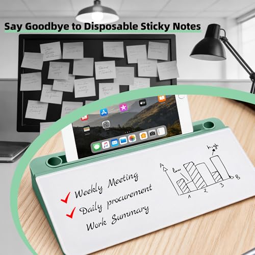 Desktop Whiteboard, Glass Dry Erase Board, Desk Board Buddy,Computer Keyboard Stand,Desk Whiteboard Organizer for Home,Office,School Supplies(Green) - color: Green