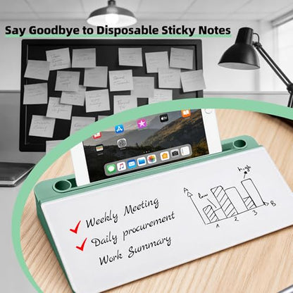 Desktop Whiteboard, Glass Dry Erase Board, Desk Board Buddy,Computer Keyboard Stand,Desk Whiteboard Organizer for Home,Office,School Supplies(Green) - color: Green