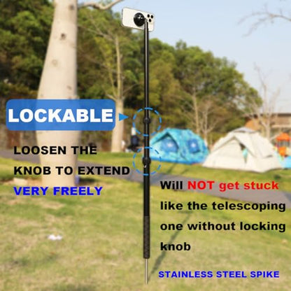 Golf Tripod Selfie Stick with Stake Spike for Golf Swing Training, Extendable Magnetic Cell Phone Golf Tripod Stand, Golfpod for Magsafe, for Insta 360 Cameras