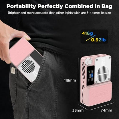 Amaran Ace 25c Pocket RGBWW LED Light, Boost Mode Up to 32W, Full-Color Mini Video Light (2,300-10,000K), 1,171 Lux@1m at 5,600K, 4500mAh Battery with PD Fast Charging for Mobile Creators (Pink) - color: Pink