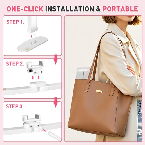 HITTI Half Moon Light for Nail Desk with 5X Magnifier, 30" Foldable LED Arch Tech Lamp with Phone Holder for Manicure, Handicraft, Art, Eyelash Extension - 3 Color Modes & 10 Brightness, Home & Salon - color: White