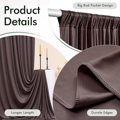 10ftx12ft Wrinkle Free Brown Backdrop Curtain, 2 Panels 12FT Height Wedding Coffe Backdrop Drapes, Silky Polyester Back Drop Cloth for Birthday Photography Background Party Backdrop Draping - color: Brown, size: (W)5ft x (H)12ft (2 Panel)