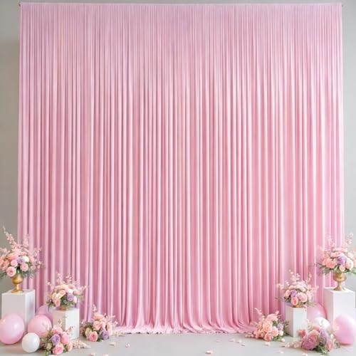 10x10FT Backdrop Curtains with Rod Pockets - Wrinkle Free Photo Stage Backdrop 2 Panels Curtains Drapes for Photography Wedding Party Baby Shower Decorations (Pink) - color: Pink, size: W5' x H10'(2 panels)