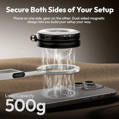 ULANZI MA60 Magnetic Phone Tripod Stand for iPhone - Aluminium Smartphone Mini Tripod Pocket Cell Phone Stand Strong Magnet Quick Mount Compatible with iPhone 16 15 14 13 13 Series, Silver - color: Silver