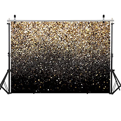 Black and Gold Backdrop Golden Glitter Backdrop for Photography Wedding Birthday Baby Shower Party Photo Studio 10x8FT 11176 - color: Gold, size: 10x8FT