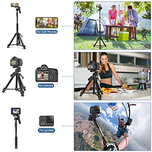 Camera Tripod 69 Inch, Patented 3-Way Swivel Portable Phone Tripod Professional Aluminum Alloy Travel Phone Camera Stand Monopod for Canon Nikon GoPro DSLR, DV Video Camcorder, Smartphone Black - size: 69 inch