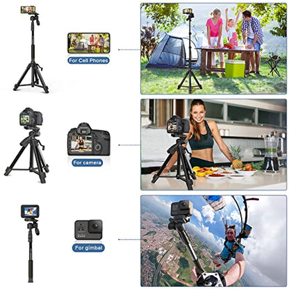 Camera Tripod 69 Inch, Patented 3-Way Swivel Portable Phone Tripod Professional Aluminum Alloy Travel Phone Camera Stand Monopod for Canon Nikon GoPro DSLR, DV Video Camcorder, Smartphone Black - size: 69 inch