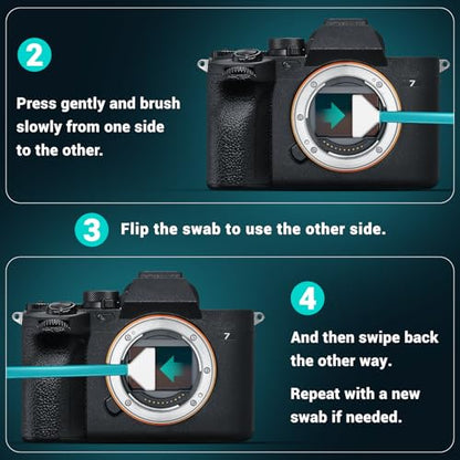 Aocii 20pcs Full Frame Camera Sensor Cleaning Kit, Lens Solution, 24mm Swab, 30ml Cleaner for Sony Nikon Canon FF CCD CMOS (Dust-Free Vacuum Packaging)