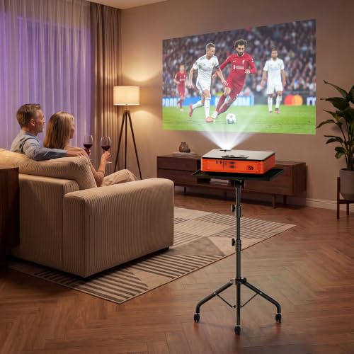 Projector Stand Tripod, Adjustable Height 26.6 to 47.2 Inch Laptop Tripod on Wheels, Portable Projector Mount, Stable Floor Stand for Office, Home, Outdoor, Studio and DJ Racks