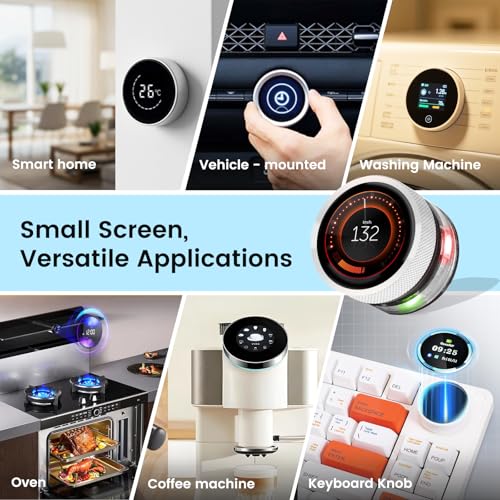 ELECROW ESP32 Rotary Display 240x240-1.28 Inch HMI IPS Round Knob Touch Display Development Board, 2.4G WiFi and BLE Capacitive Touch Screen Compatible with Arduino IDE and The LVGL Library, Silver - size: 1.28" ESP32 Rotary Display