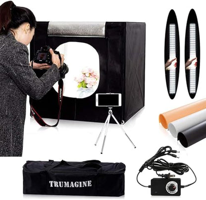 Photo Light Box Photography 24"x24"x24" Tabletop Dimmable LED Cube Shooting Tent Kit for White Studio Box Product Photographic Lighting Tents with PVC Backdrops and Mini Tripod - size: 24x24x24 INCH