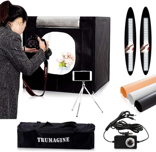 Photo Light Box Photography 24"x24"x24" Tabletop Dimmable LED Cube Shooting Tent Kit for White Studio Box Product Photographic Lighting Tents with PVC Backdrops and Mini Tripod - size: 24x24x24 INCH