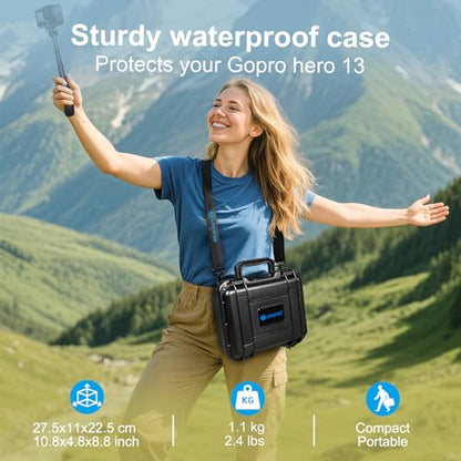 Lekufee Waterproof Hard Case Compatible with Gopro Hero 13/12/11/10/9/8, LIT Hero,Hero 4K,Media Mod/Gopro Volta/Creator Edition/Action Camera and Accessories(Case Only)