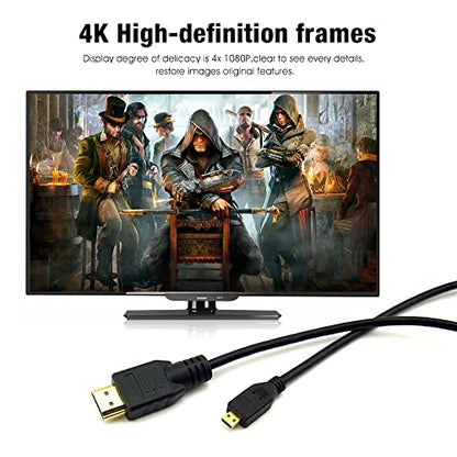CBUS 10ft HDMI to Micro HDMI Cable for GoPro Hero, Canon EOS M50 M5 M6 M100 Panasonic LUMIX ZS200 G85 GX850 FZ80 ZS70 LX10 GX85 FZ300 G7 GX8 GX9 ZS100, Sony a6400 a6300 RX0 a9, a7 III, a7R III, a7S II - size: 10 Feet