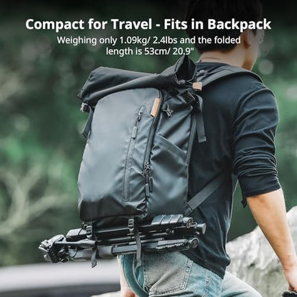 SmallRig CT-07 Aluminum Camera Tripod Stand, 63.4" Travel Tripod for iPhone and Cameras, Phone Tripods with Quick-Switch Vertical/Horizontal Mount, Adjustable Angles & Max. 4kg Load