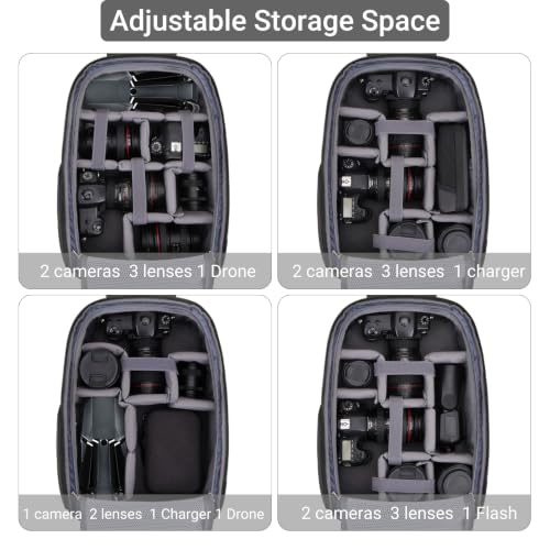 MOSISO Camera Backpack, DSLR/SLR/Mirrorless Photography Camera Bag, Waterproof Hardshell Case with Lens Pouch&Tripod Holder&15.6 inch Laptop Compartment Compatible with Canon/Nikon/Sony, Black - color: Black
