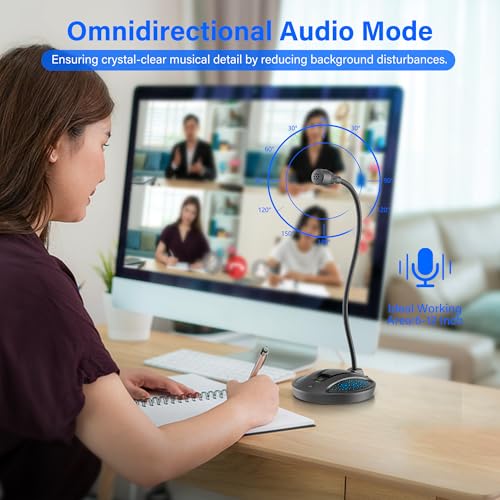 Plug & Play USB Computer Microphone, Flexible Gooseneck Desk Microphone for Podcasting, Streaming, Conference, Noise Canceling Microphone with Mute Button LED for PC/Mac - color: Black 3