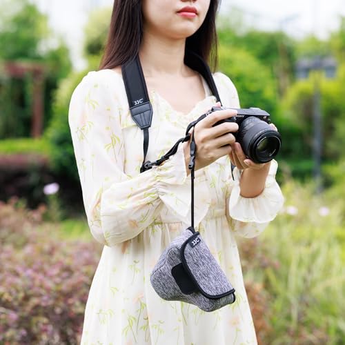 KIWIFOTOS Neoprene Camera Sleeve for Fuji X-T30 III A6600+18-55mm Lens | 6mm thick Neoprene Pouch for fits Camera≤4.9x2.9x5". Scratch-resistant. Touch-fastening flap. without strap - color: Camera Sleeve Gray