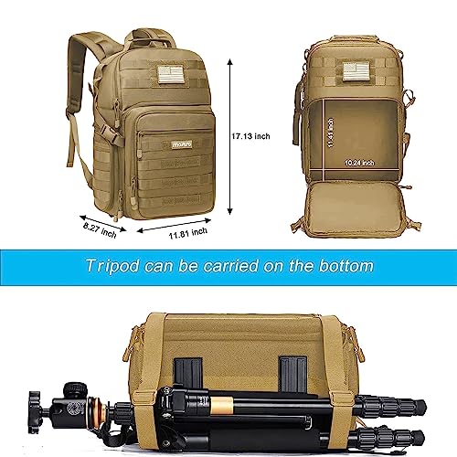 MOSISO Camera Backpack, DSLR/SLR/Mirrorless Tactical Camera Bag Case with Laptop Compartment Compatible with Canon/Nikon/Sony, Khaki - color: Khaki