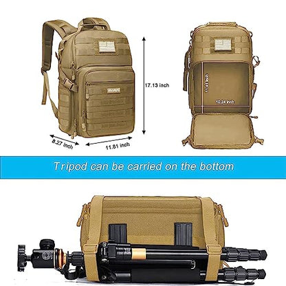 MOSISO Camera Backpack, DSLR/SLR/Mirrorless Tactical Camera Bag Case with Laptop Compartment Compatible with Canon/Nikon/Sony, Khaki - color: Khaki