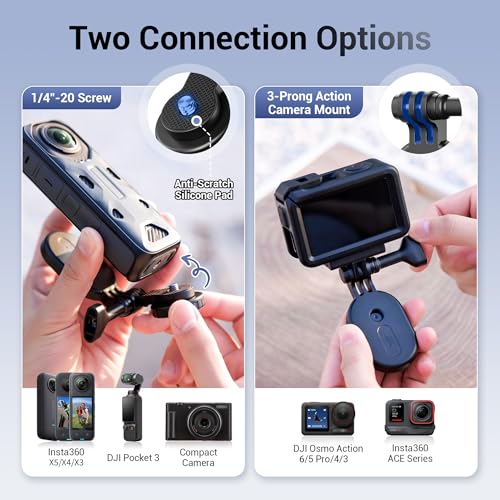 JJC Magnetic Mount Stand with 1/4"-20 Screw for DJI Osmo Pocket 4 3 Osmo 360 Action 5 Pro 4 3 for Insta360 X5 X4 X3 Ace, Foldable Steering Holder Bracket Base, Strong Magnets, Angle Adjustable - color: Foldable Magnetic Mount w. 1/4" 20 Screw