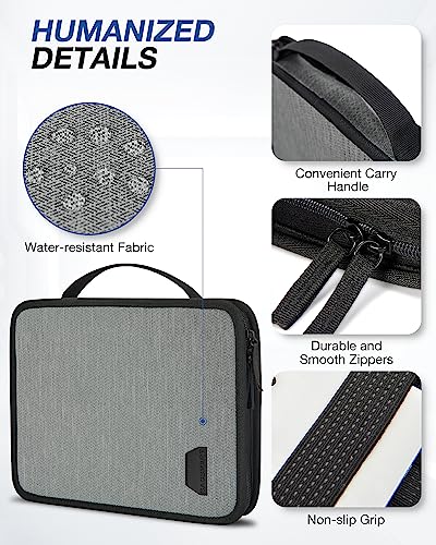 BAGSMART Water-Resistant Tech Organizer Bag for Electronics Accessories, Travel Storage Case Compatible with 12.9" Tablet, Charging Cable, Power Bank, Earphone, Grey