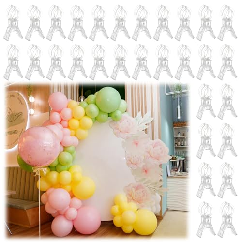 LemonRoad 30 Pack Large Balloon Arch Clips Plastic Transparent Backdrop Spring Clamps 3.5 Inch Heavy Duty Clip for Balloon Arch Kit Birthday Decoration Crafts Woodworking Photography Studios (Clear) - color: Clear