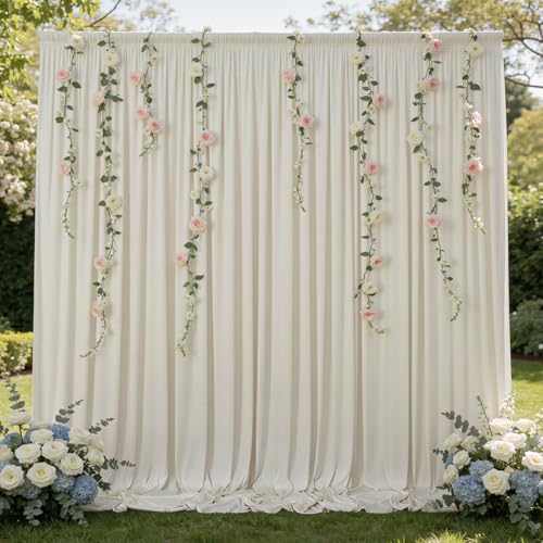 10ftx10ft Wrinkle Free Beige Backdrop Curtains for Parties, Silky Polyester Photo Backdrop Drapes 2 Panels 5x10ft Back Drop Cloth for Wedding Birthday Baby Shower Photography Background - color: Champagne, size: 10ftx10ft