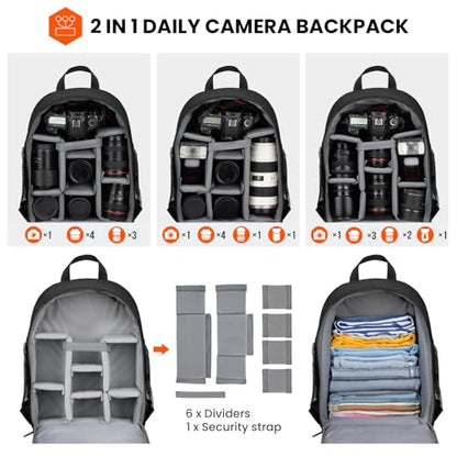 TARION Camera Backpack Bag Small - Professional DSLR Photography Case with 13 inch Laptop Compartment & Waterproof Rain Cover & Bottom Tripod Holder for Men Women Photographers - Black TB-S - color: Black, size: Small