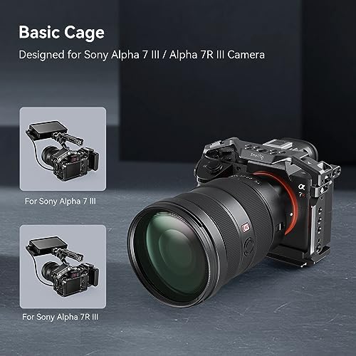 SmallRig A7RIII / A7III / A7M3 Camera Cage for Sony A7RIII / A7III / A7M3 Camera (ILCE-7RM3 / A7R Mark III), w/Shoe Mount, Built-in NATO Rail, Accessible for Sony XLR-K2M/K1M, Black – 2087